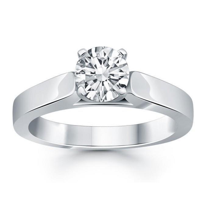 2 Carats Round Cut Real Diamond Solitaire Ring White Gold 14K