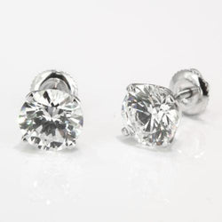 2 Carats Round Cut Real Diamond Stud Earring Gold 14K