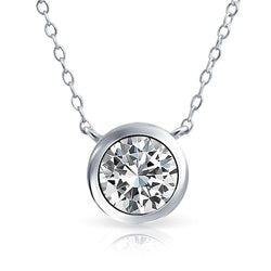 2 Carats Round Cut Solitaire Real Diamond Necklace Pendant White Gold 14K