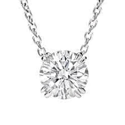 2 Carats Round Cut Solitaire Real Diamond Necklace Pendant White Gold 14K