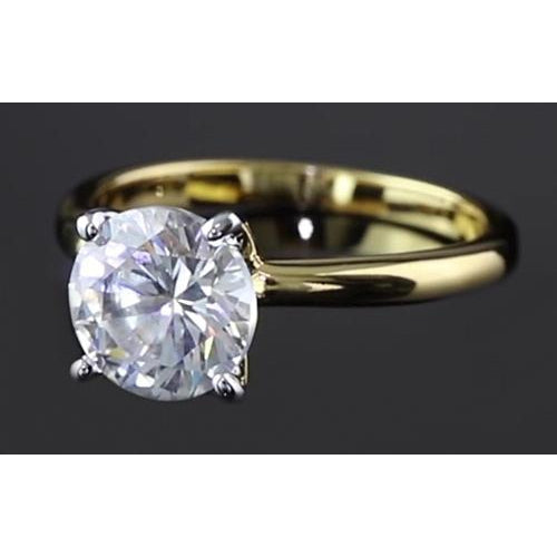 2 Carats Round Diamond Engagement Ring Natural Two Tone Gold
