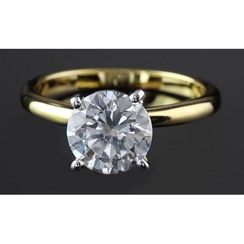 2 Carats Round Diamond Engagement Ring Natural Two Tone Gold