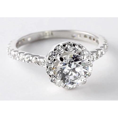 2 Carats Round Diamond Halo Natural Setting Engagement Ring Jewelry