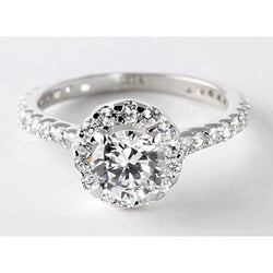 2 Carats Round Diamond Halo Natural Setting Engagement Ring Jewelry