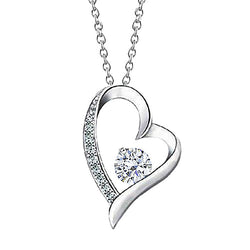 2 Carats Round Diamond Natural Heart Pendant White Gold Jewelry Sparkling