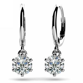 2 Carats Round G-Vs1 Natural Diamond Leverback Earring Pair White Gold 14K