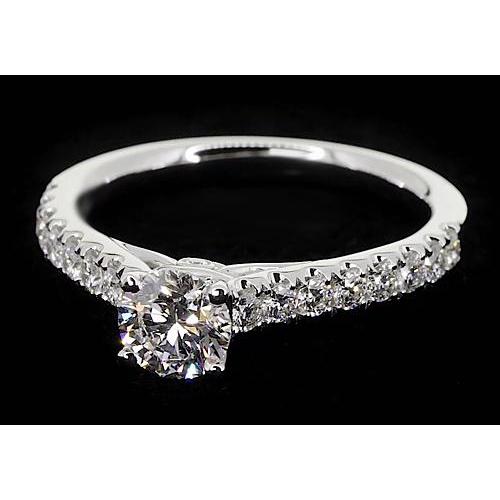 2 Carats Round Genuine Diamond Engagement Ring 