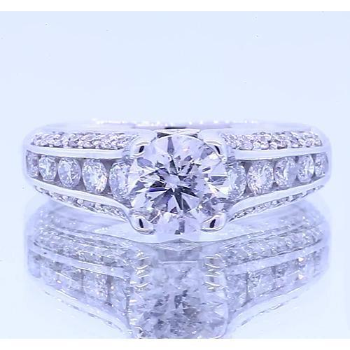 2 Carats Round Genuine Diamond Engagement Ring With Accents New