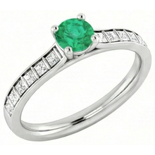 2 Carats Round Green Emerald Natural Earth Mined Diamond Ring White Gold 14K