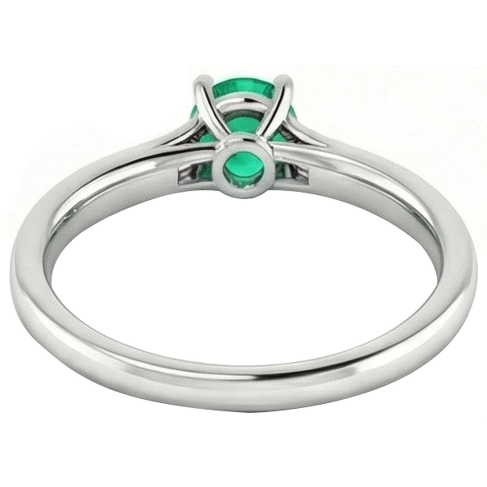 2 Carats Round Green Emerald Natural Earth Mined Diamond Ring White Gold 14K
