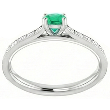 2 Carats Round Green Emerald Natural Earth Mined Diamond Ring White Gold 14K