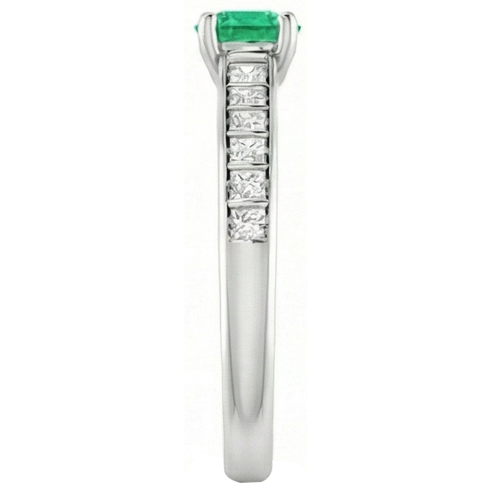 2 Carats Round Green Emerald Natural Earth Mined Diamond Ring White Gold 14K