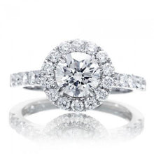2 Carats Round Halo Real Diamond Ring Jewelry