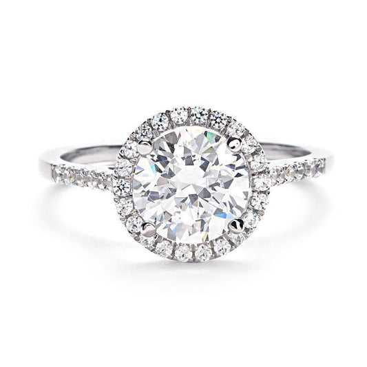 2 Carats Round Halo Real Diamond Ring White Gold