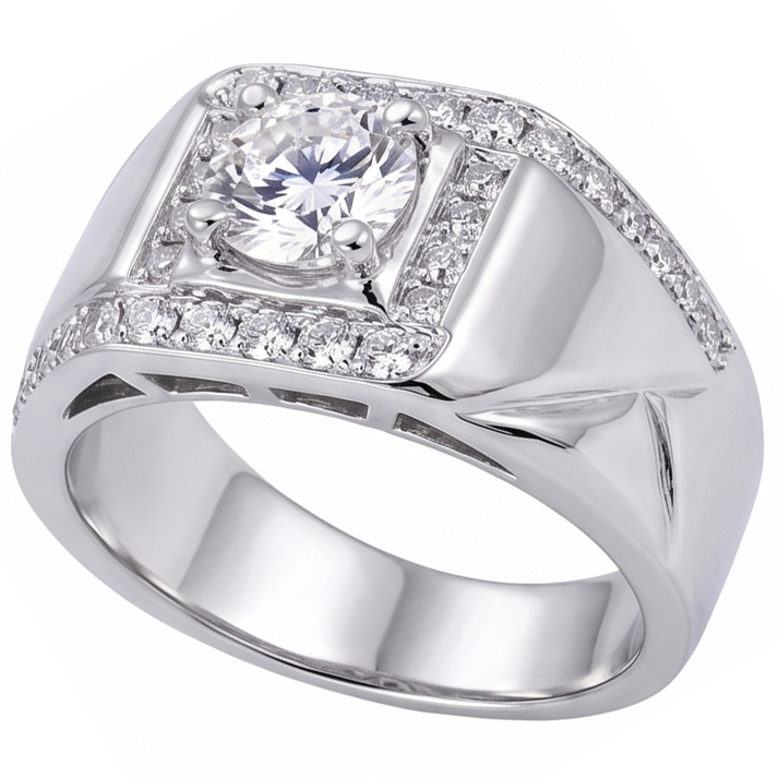 2 Carats Round Natural Earth Mined Diamond Men's Anniversary Ring White Gold 14K Jewellery