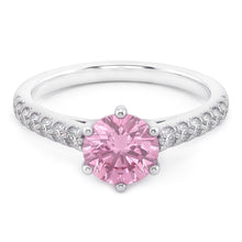 2 Carats Round Pink Sapphire Gemstone Engagement Ring WG 14K