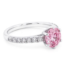 2 Carats Round Pink Sapphire Gemstone Engagement Ring WG 14K