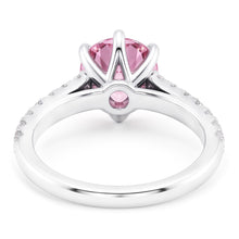 2 Carats Round Pink Sapphire Gemstone Engagement Ring WG 14K