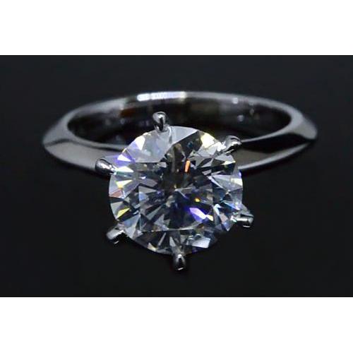 2 Carats Round Real Diamond Solitaire Engagement Ring