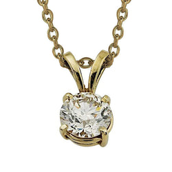 2 Carats Round Real Diamond Solitaire Necklace Pendant