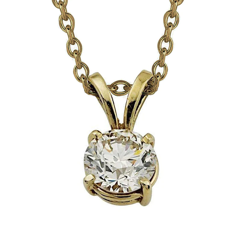2 Carats Round Real Diamond Solitaire Necklace Pendant