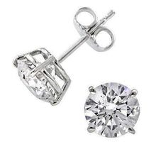 2 Carats Round Real Diamond Stud Earrings Solid White Gold Jewelry New