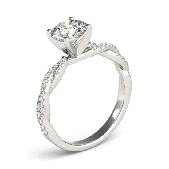 2 Carats Round Real Diamonds Solitaire With Accents Ring Gold White 14K