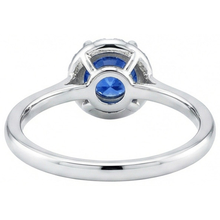 2 Carats Round Sapphire And Natural Earth Mined Diamond Engagement Ring White Gold 14K