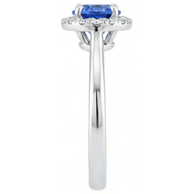 2 Carats Round Sapphire And Natural Earth Mined Diamond Engagement Ring White Gold 14K