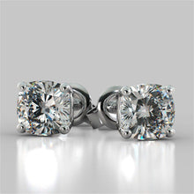 2 Carats Solitaire Cushion Cut Real Diamond Stud Earring 4 Prong Set