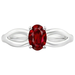 2 Carats Solitaire Prong Set Ruby Wedding Ring White Gold 14K