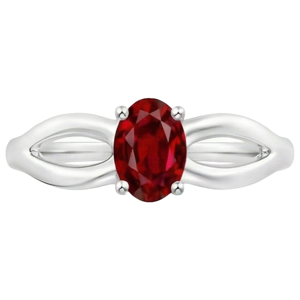 2 Carats Solitaire Prong Set Ruby Wedding Ring White Gold 14K