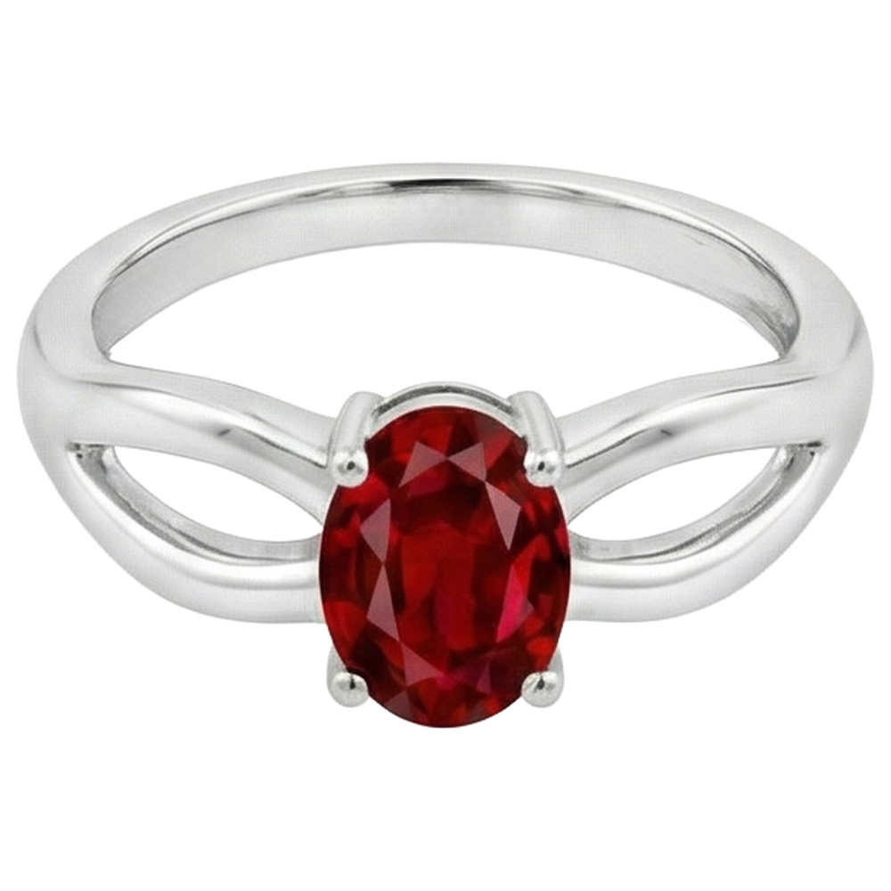 2 Carats Solitaire Prong Set Ruby Wedding Ring White Gold 14K