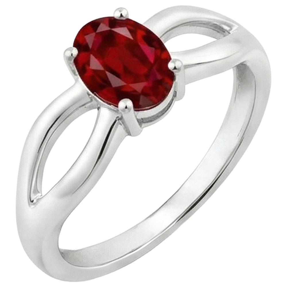 2 Carats Solitaire Prong Set Ruby Wedding Ring White Gold 14K