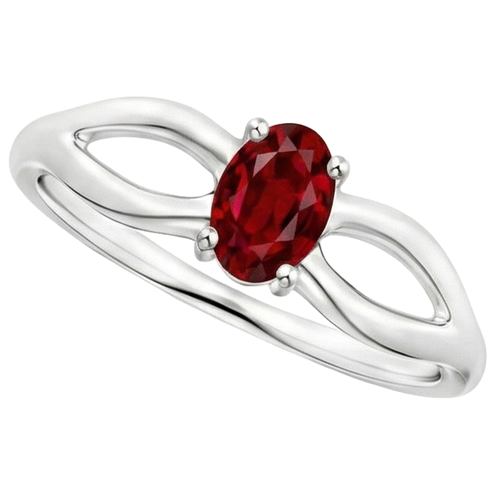 2 Carats Solitaire Prong Set Ruby Wedding Ring White Gold 14K