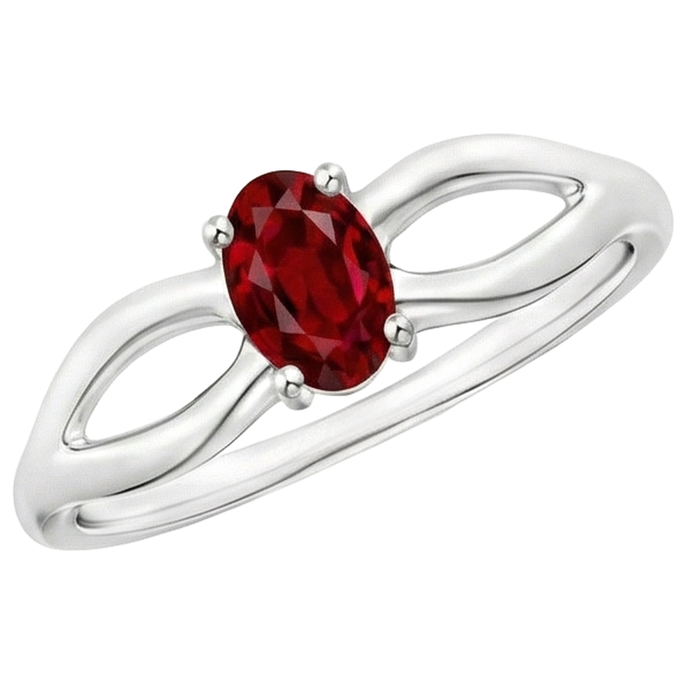 2 Carats Solitaire Prong Set Ruby Wedding Ring White Gold 14K
