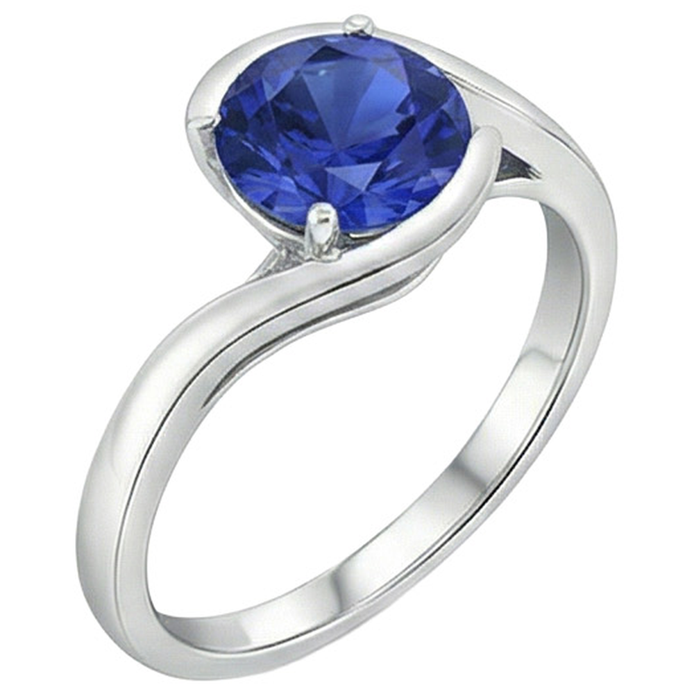 2 Carats Solitaire Ring Ceylon Sapphire Tension Style Gold Jewellery