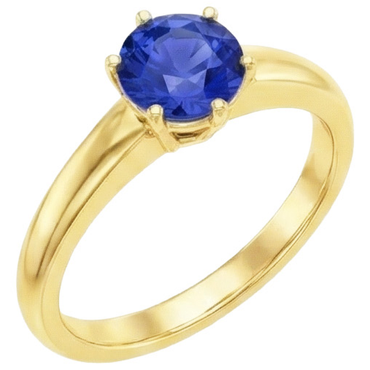 2 Carats Solitaire Ring Genuine Yellow Gold Sri Lankan Sapphire