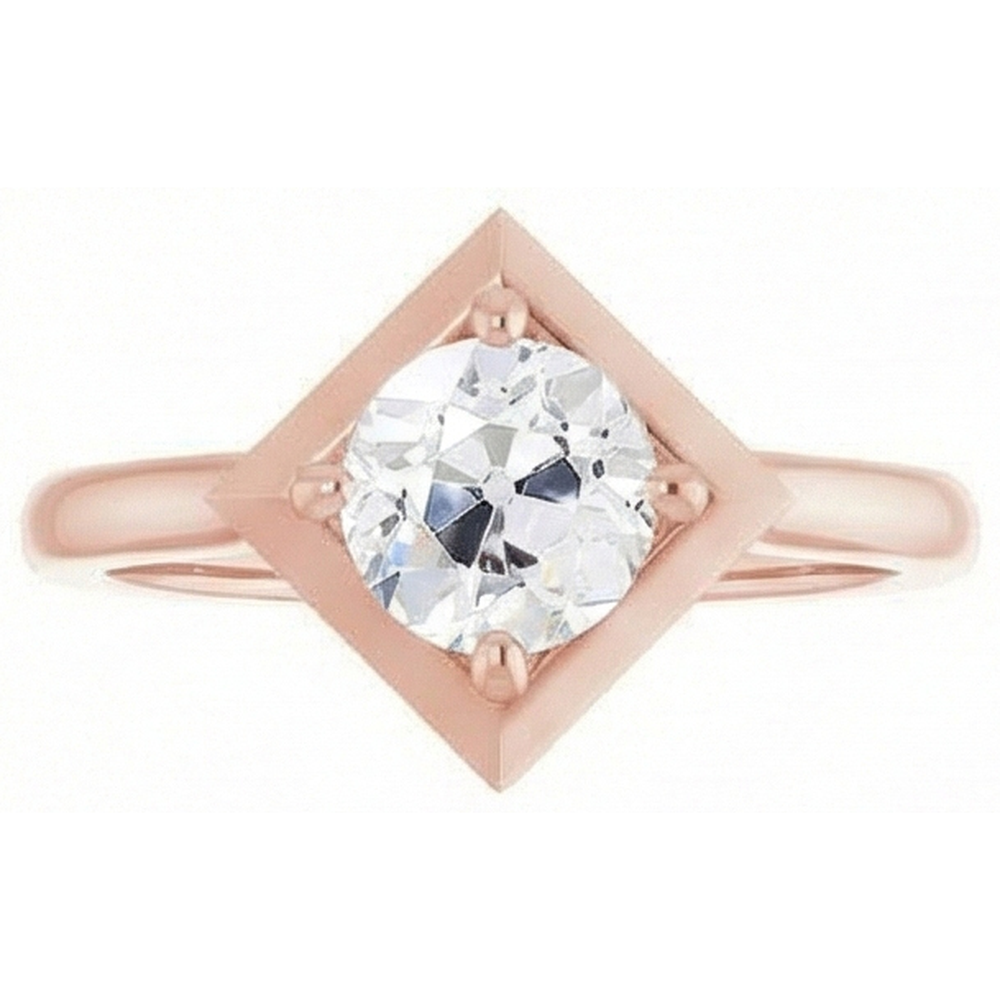 2 Carats Solitaire Ring Old Mine Cut Natural Earth Mined Diamond Kite Style Jewellery