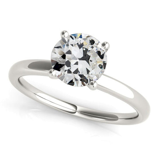 2 Carats Solitaire Ring Round Genuine Old Miner Diamond Ladies Gold Jewelry