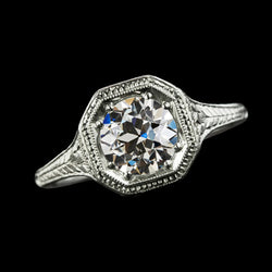 2 Carats Solitaire Ring Round Natural Earth Mined Diamond Vintage Style