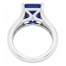 2 Carats Solitaire Ring Split Shank Asscher Cut Srilanka Sapphire