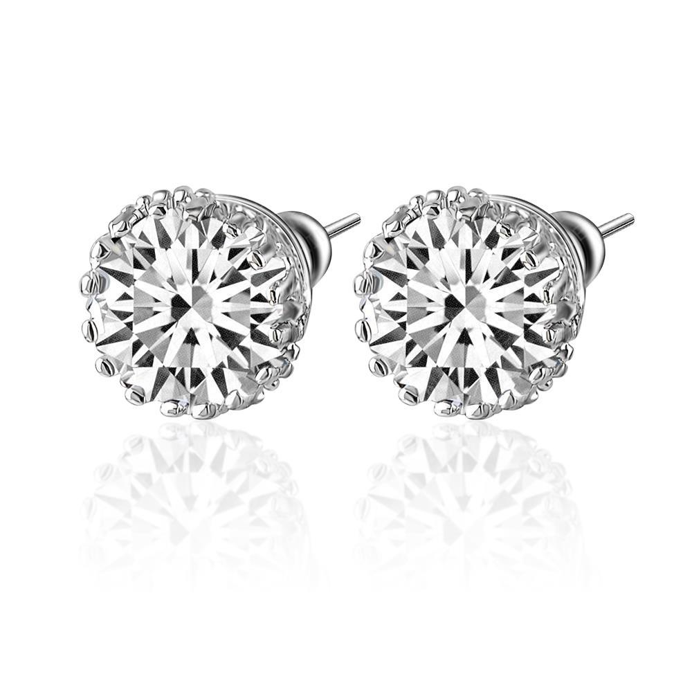 2 Carats Solitaire Round Genuine Diamond Stud Earring Solid White Gold