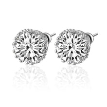 2 Carats Solitaire Round Genuine Diamond Stud Earring Solid White Gold