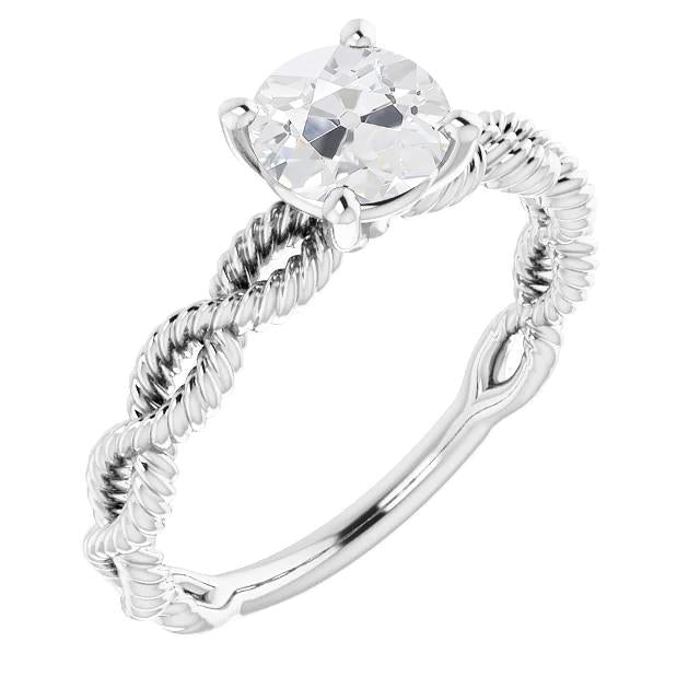 2 Carats Solitaire Round Old Miner Natural Diamond Ring Infinity Rope Style