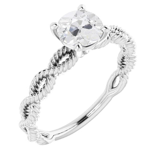 2 Carats Solitaire Round Old Miner Natural Diamond Ring Infinity Rope Style