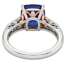 2 Carats Solitaire Vintage Style Blue Sapphire Ring Two Tone Gold 14K