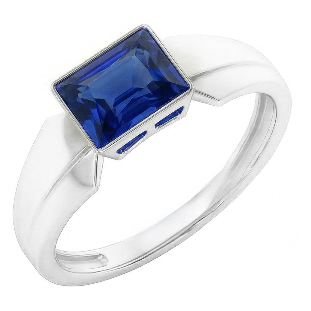2 Carats Solitaire Womens Ring Princess Ceylon Sapphire Bezel Set