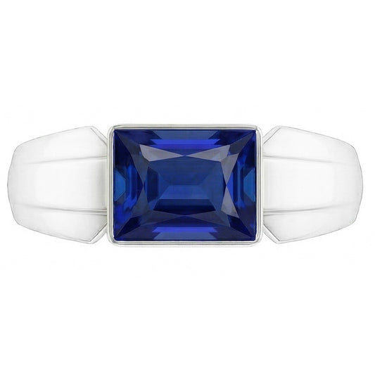 2 Carats Solitaire Womens Ring Princess Ceylon Sapphire Bezel Set