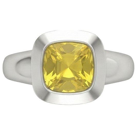 2 Carats Solitaire Yellow Sapphire Ring Gold Jewellery